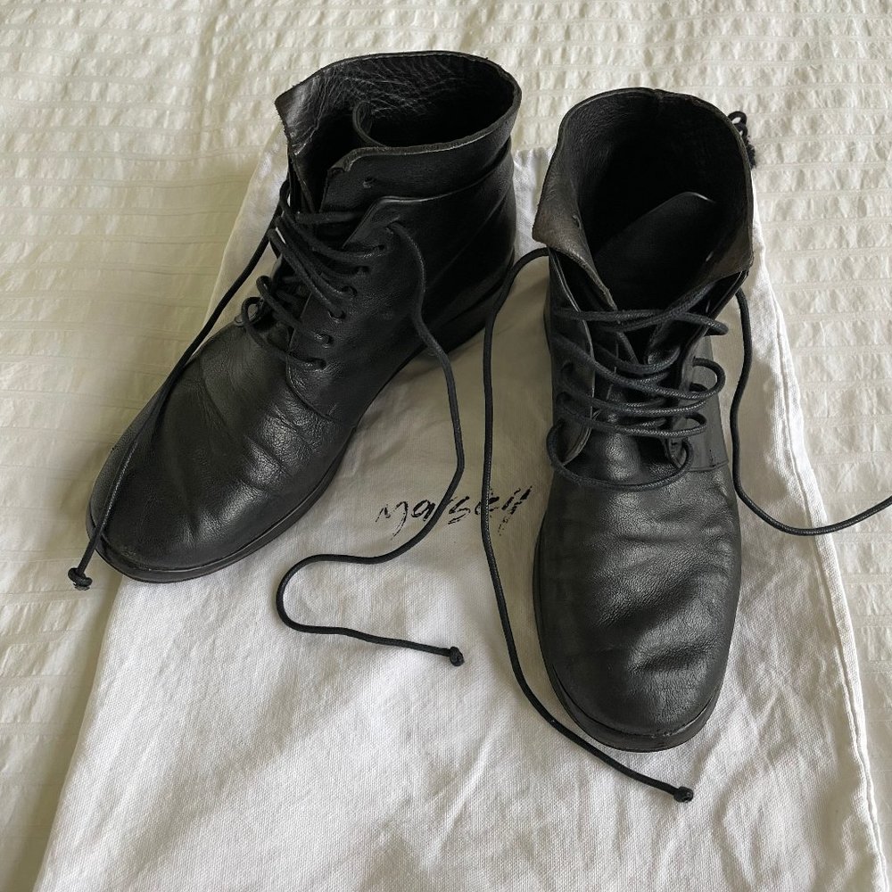 Marséll Lace-up Ankle Boots - Black Leather - Size 38